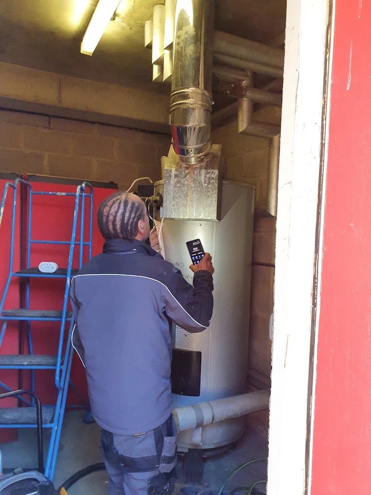 Plumbing and heating photograph, during stage