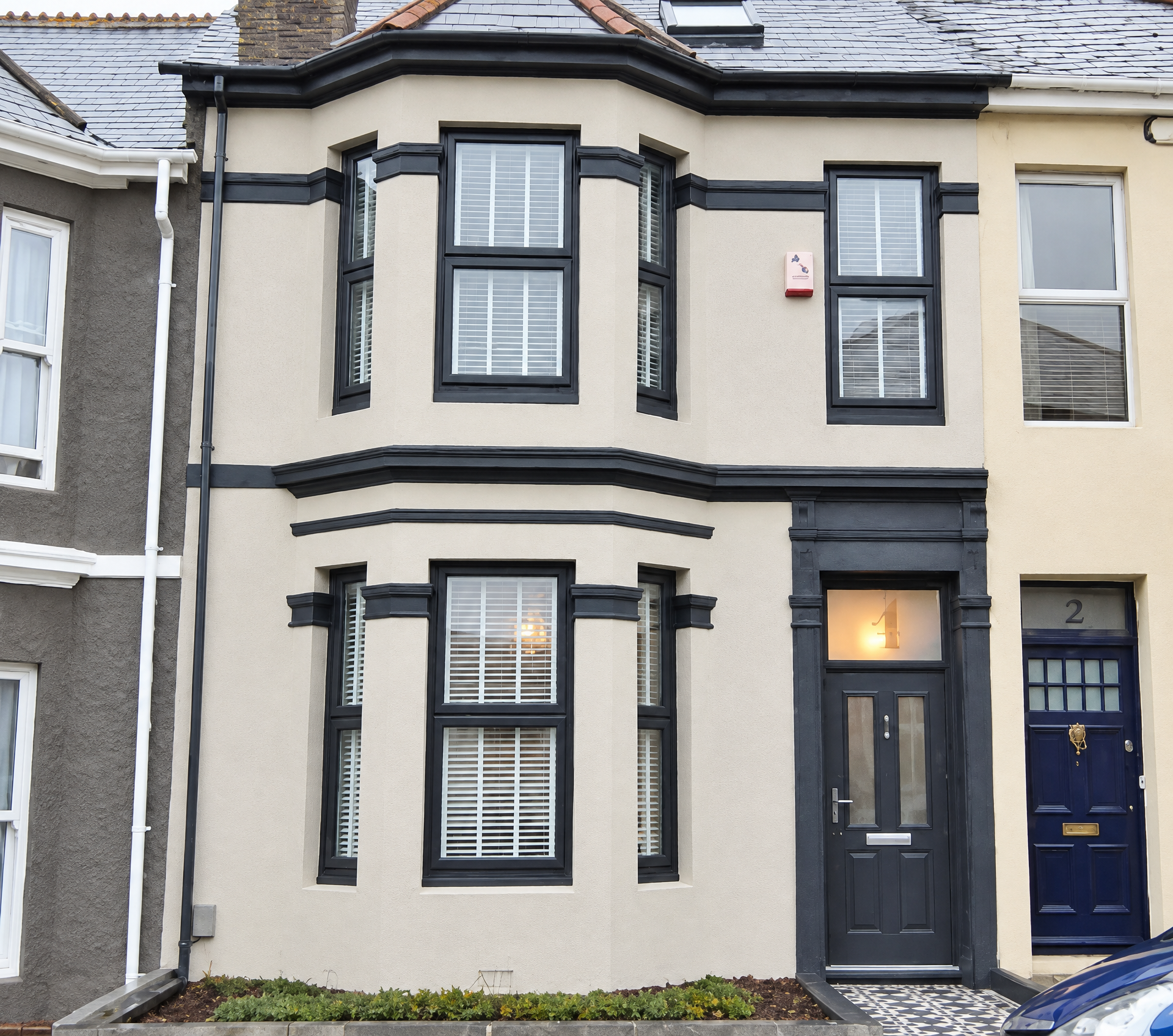 Renovated terraced house exterior